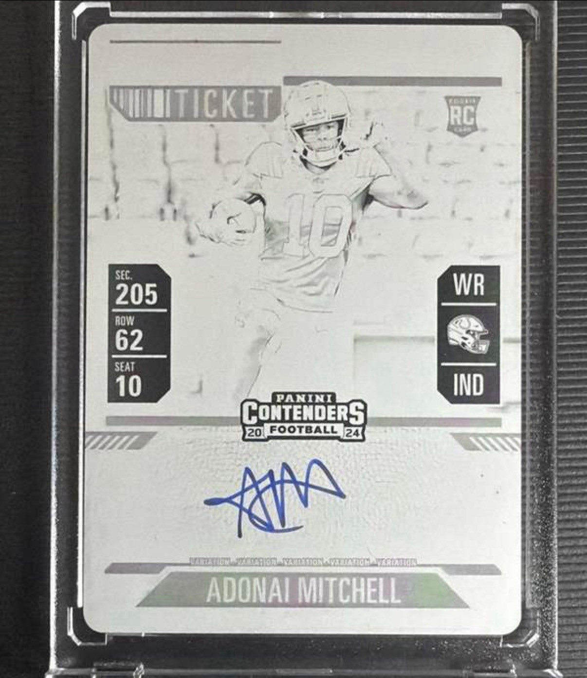 2024 Contenders Rookie Ticket RPS Adonai Mitchell #108 Printing Plate 1/1 RC AU