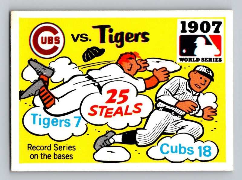 1971 Fleer World Series Baseball Black Back Card #5 – 1907 White Sox Vs. Tigers