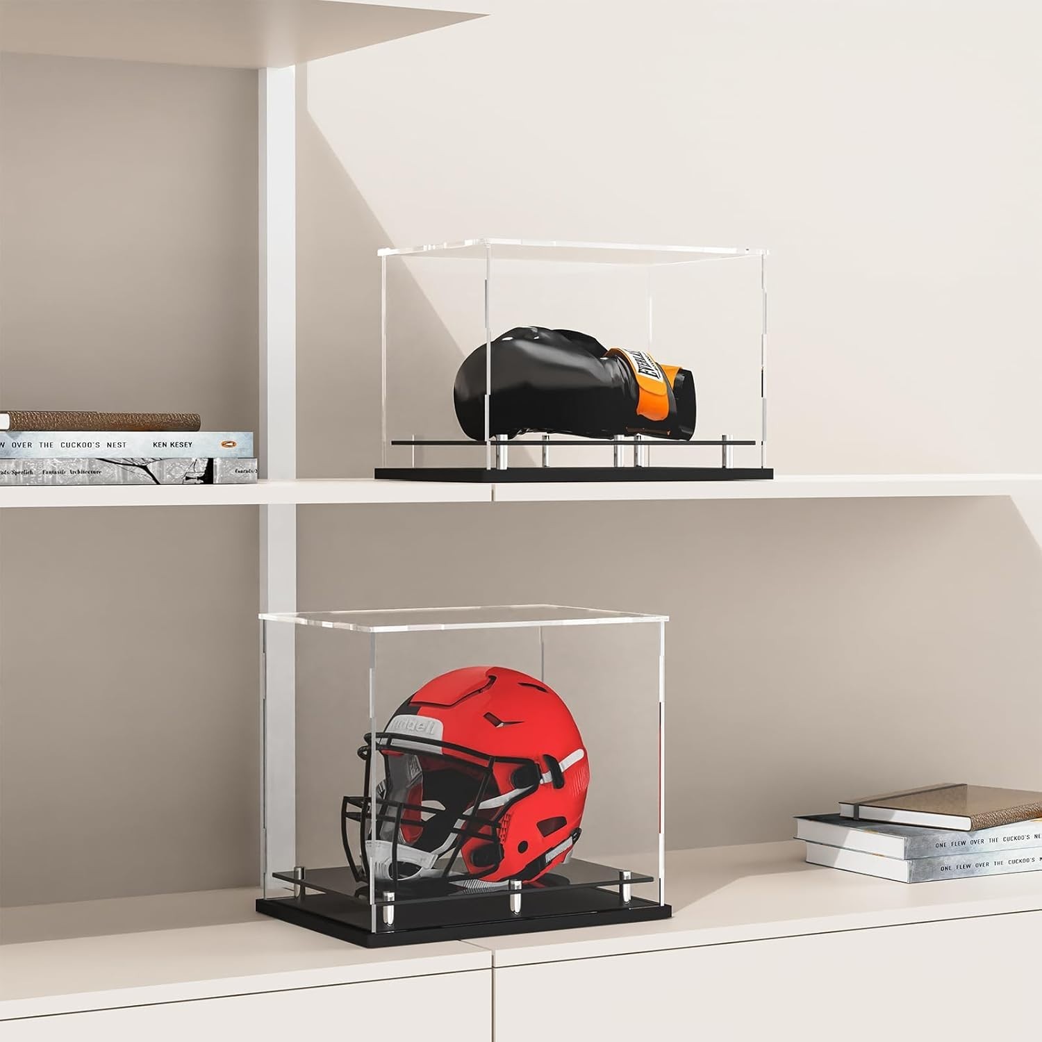 High Transparency Dustproof Football Helmet Display Case – 14.2x11x12.6 Inches