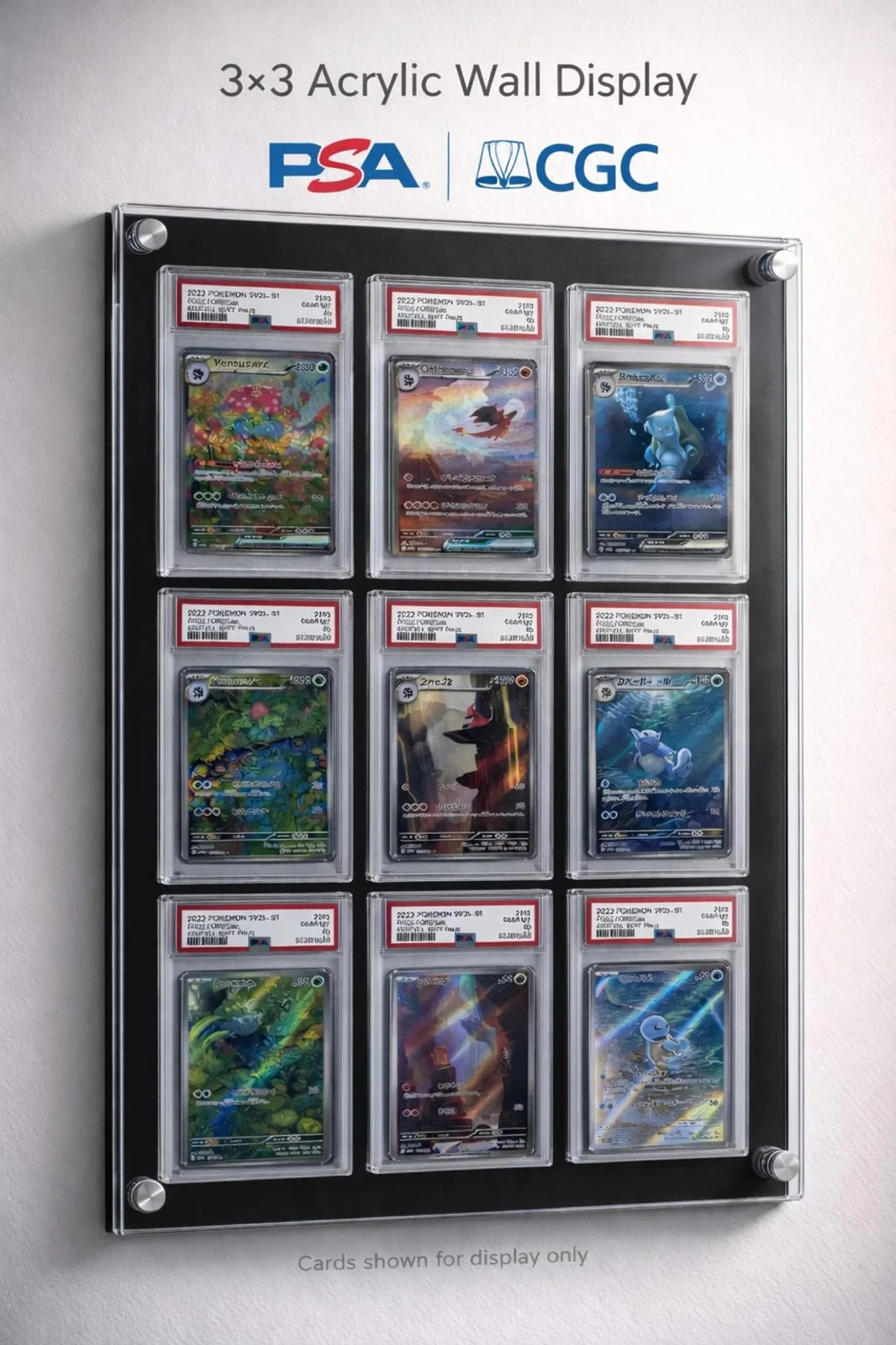 PSA/CGC Graded Card Premium Acrylic Display Frame for 3, 6 or 9 Card Capacity