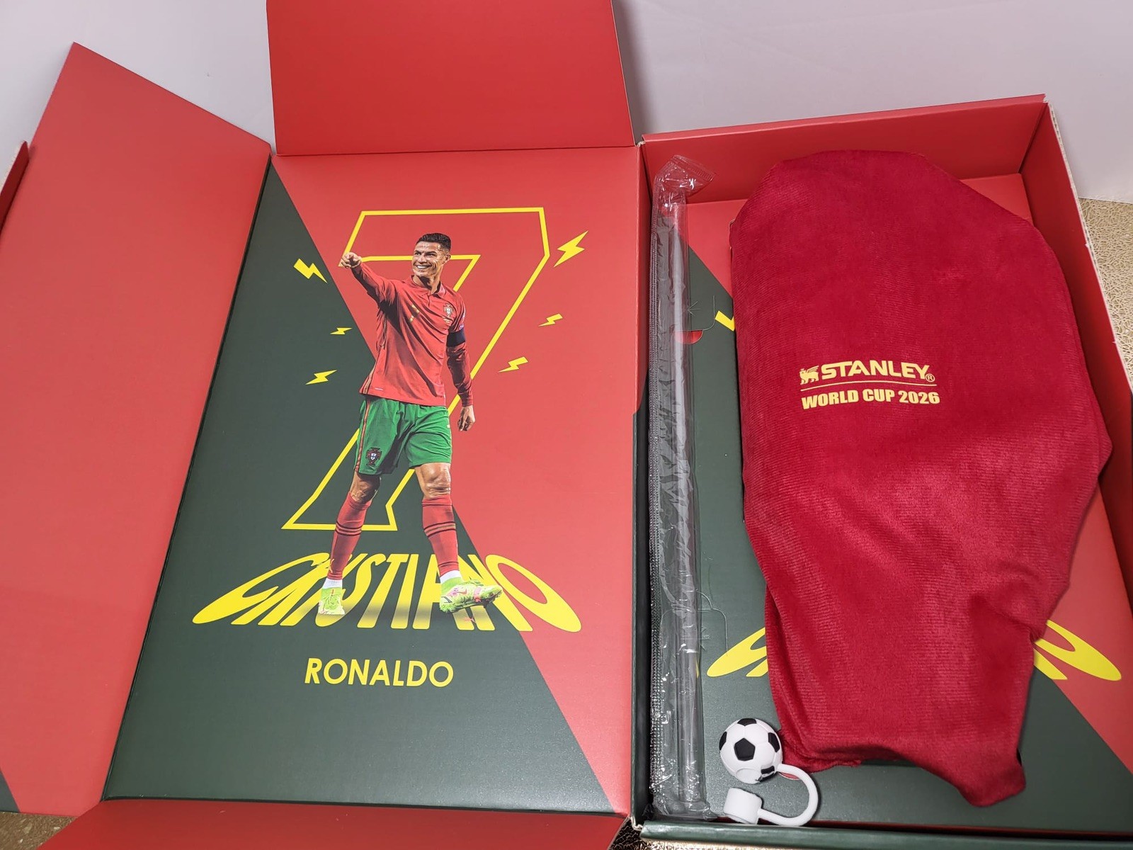 World Cup Cristiano Ronaldo Tumbler 40oz Red Gold Black