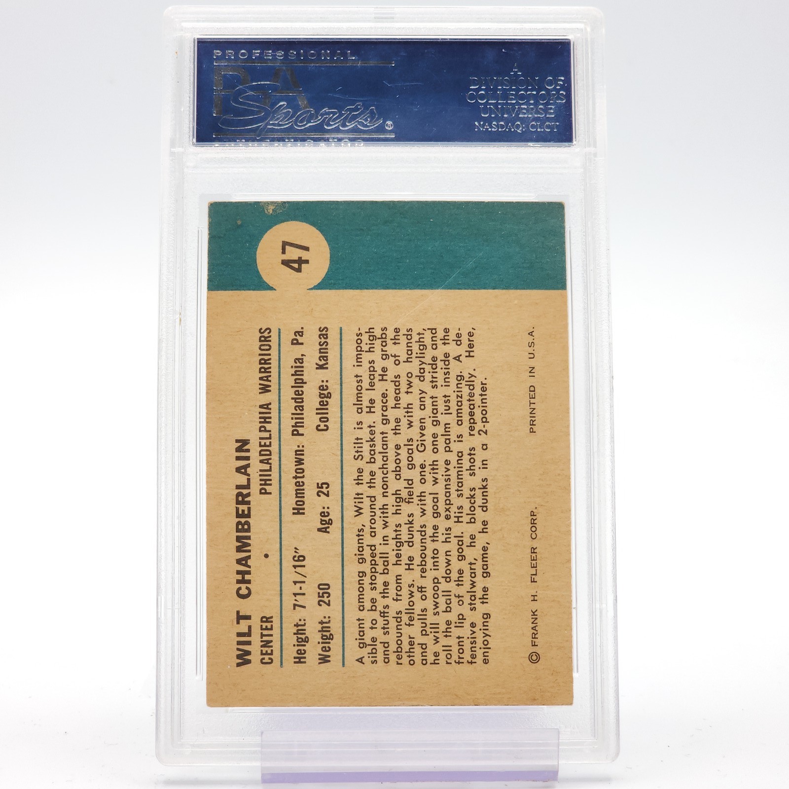 WILT CHAMBERLAIN 1961-62 FLEER IN ACTION #47 PSA 5 Q5580