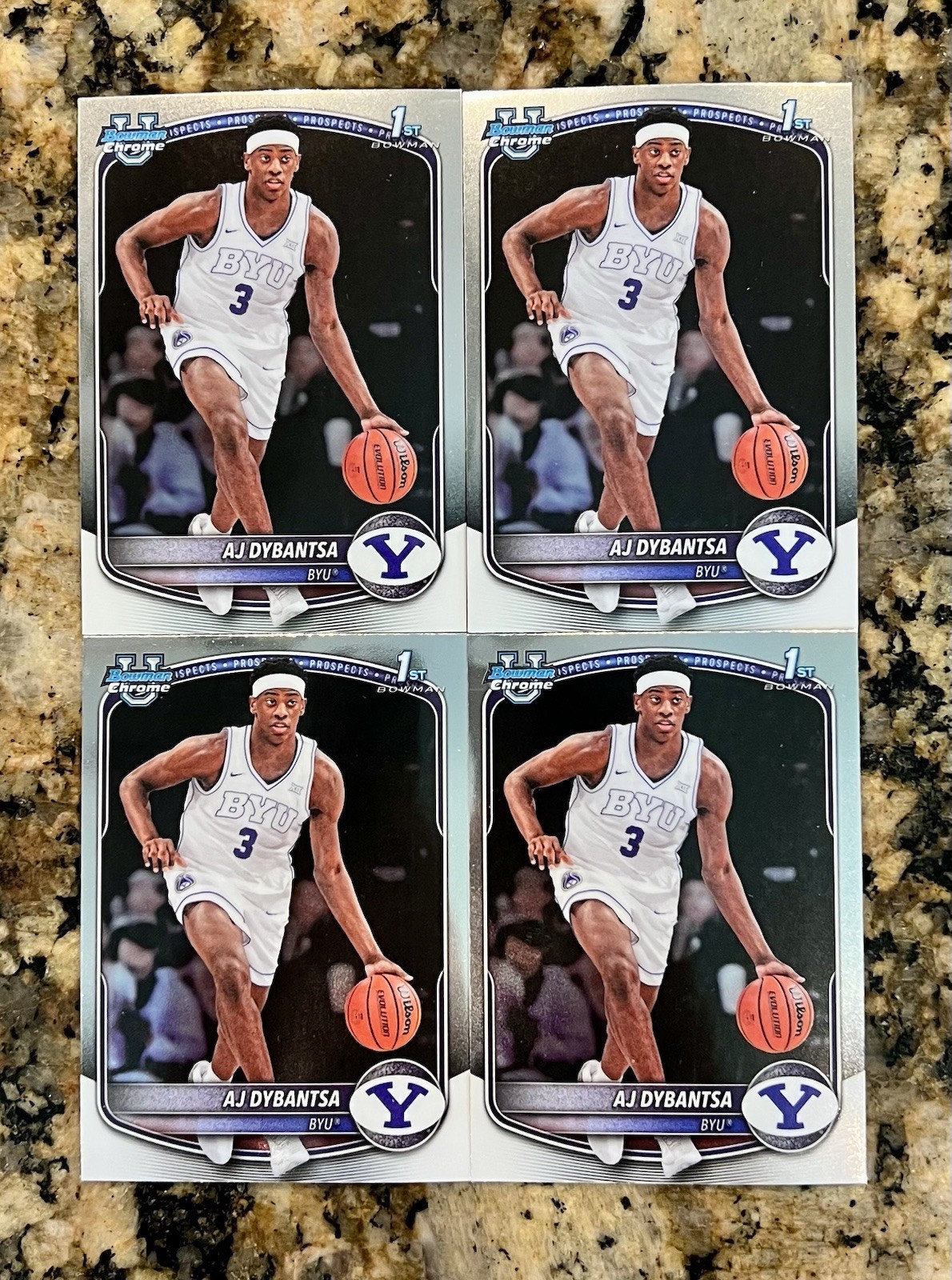 2025-26 Bowman Basketball AJ DYBANTSA 1st Bowman #BPP-1 – 4 Card Chrome Lot BYU