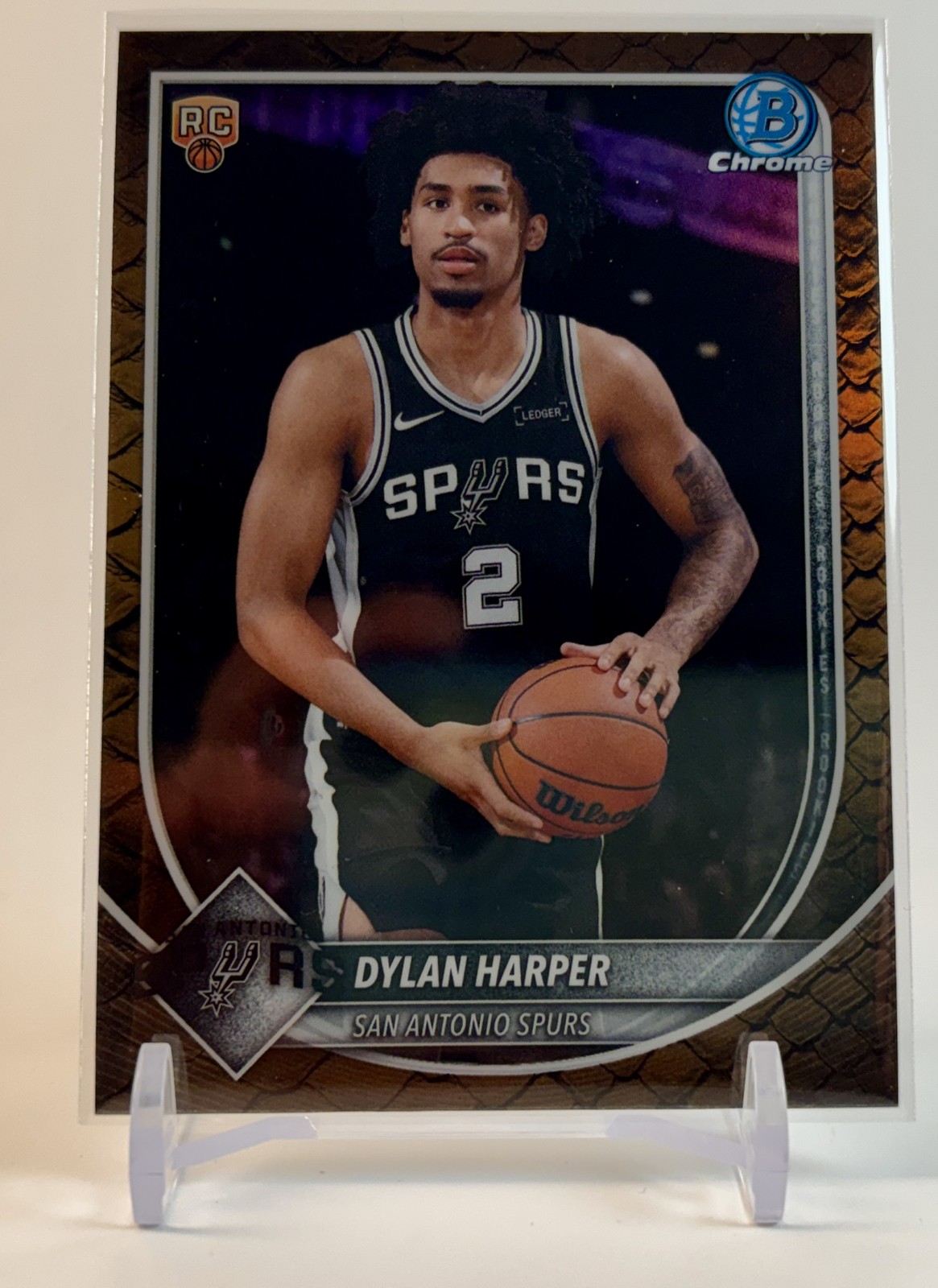 2025-26 Topps Bowman Chrome DYLAN HARPER #BCV-2 Reptilian Refractor (RC) SPURS