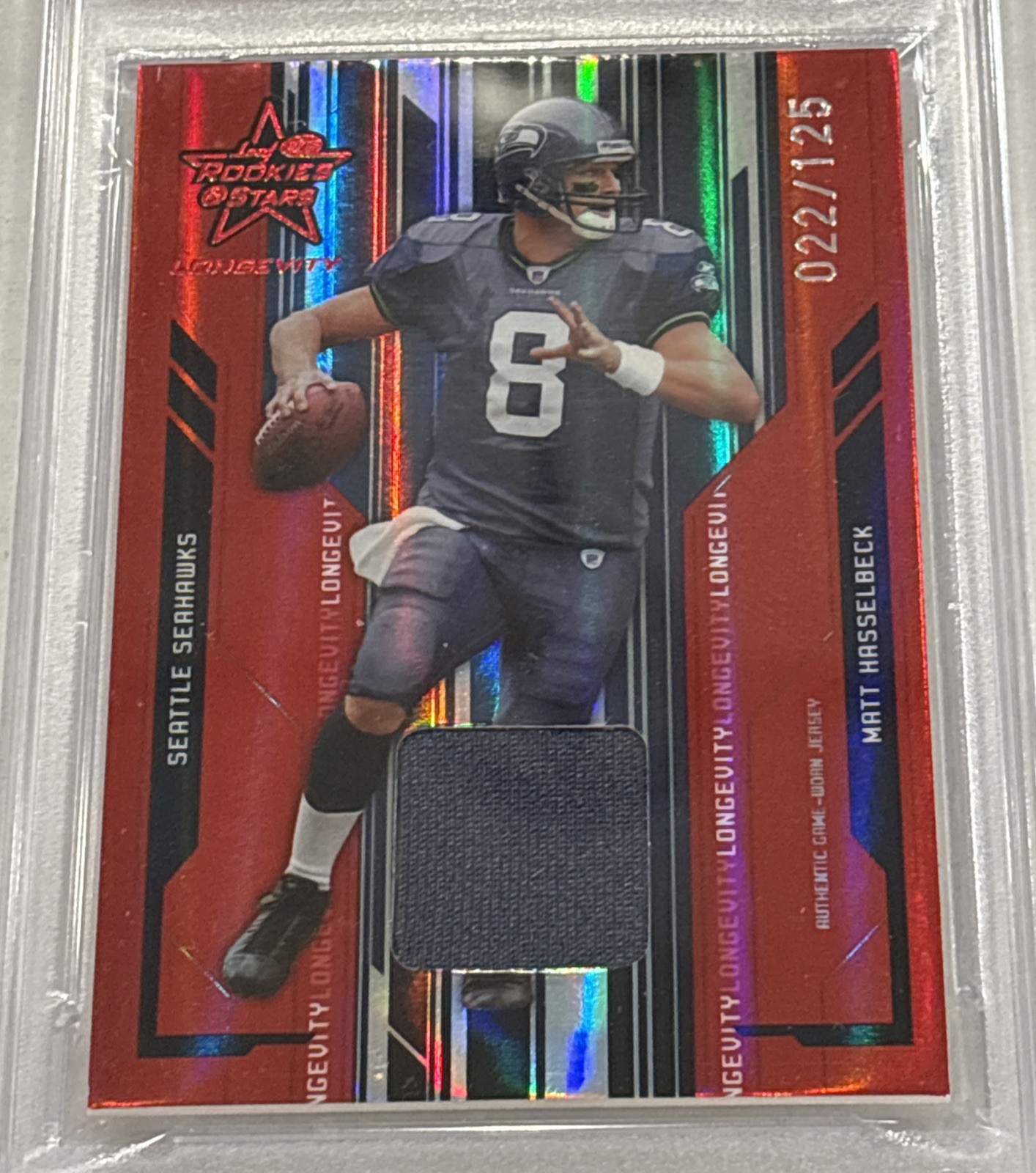 MATT HASSELBECK MATERIALS RUBY 2005 PSA 7 POP 1 LEAF R & S LONGEVITY 22/125