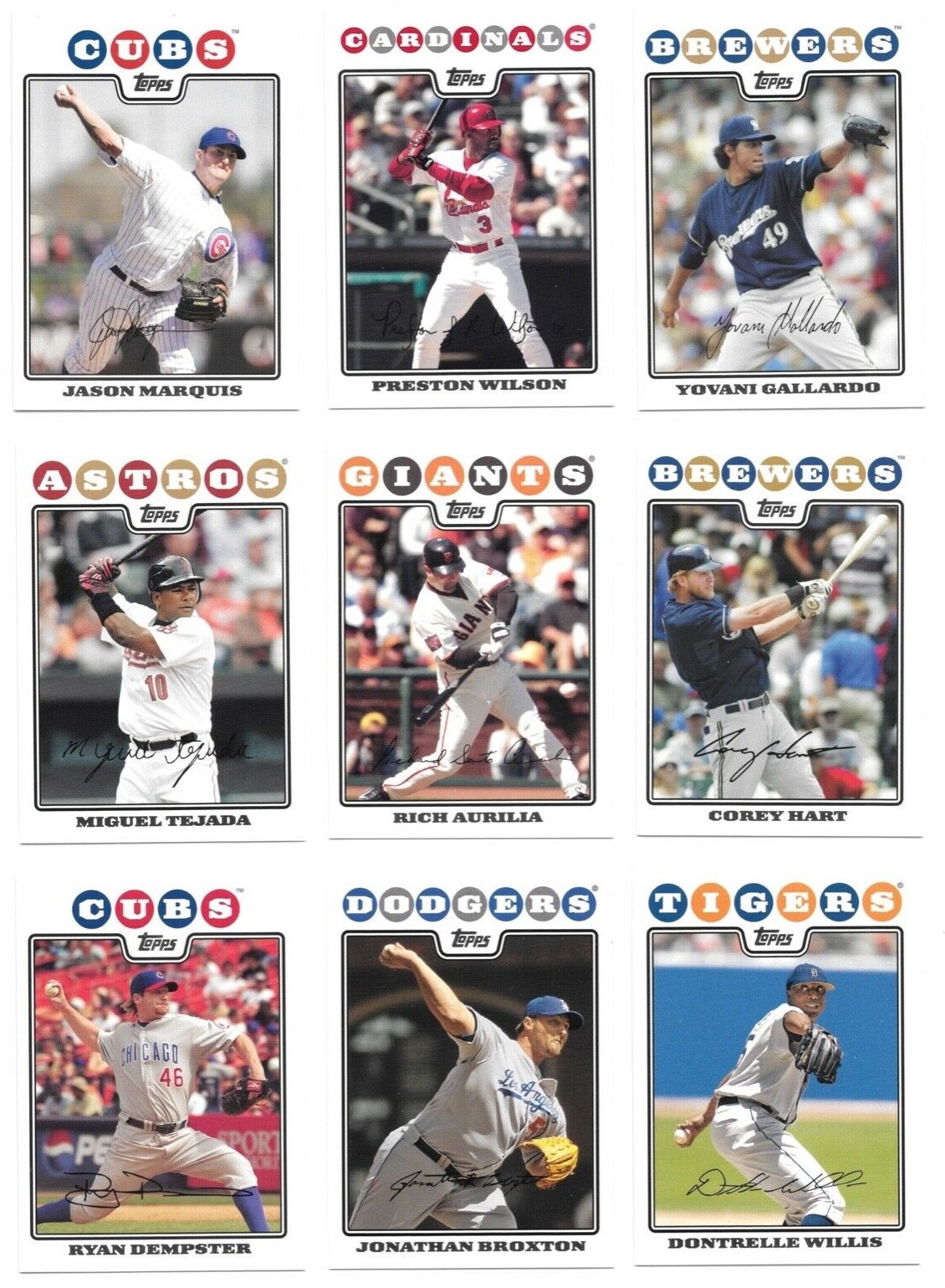 2008 Topps Baseball Trading Cards / Choose from list #s 1 – 250 / mb7