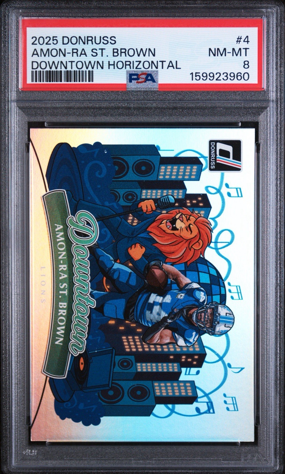2025 Panini Donruss Amon-Ra St. Brown Downtown Horizontal PSA 8