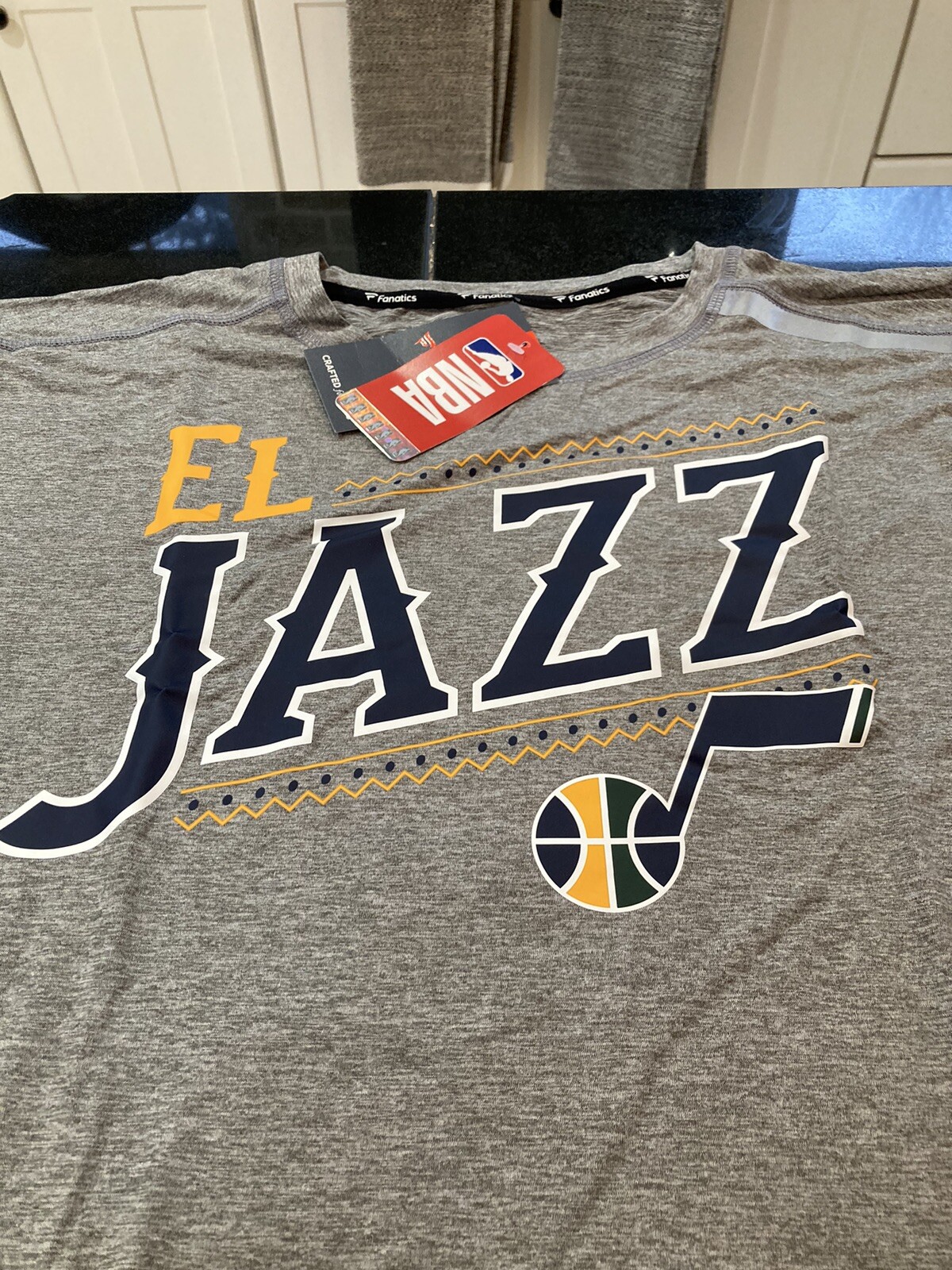 MENS FANATICS UTAH JAZZ EL JAZZ LATIN NIGHTS L/S SHIRT GRAY XXL 2XL NWT