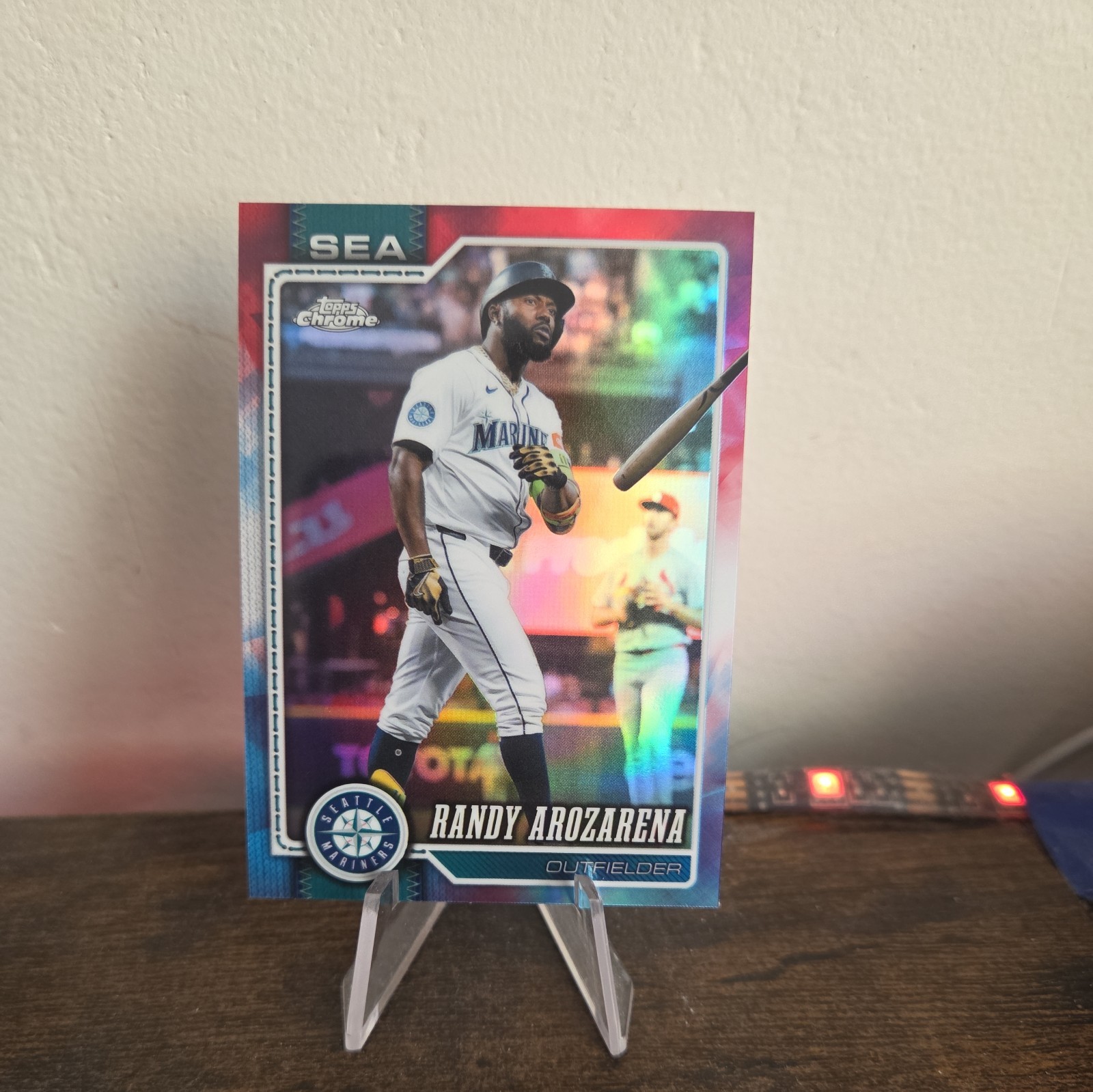 Randy Arozarena 2026 Topps Chrome Red White Blue Refractor #146 SP Mariners