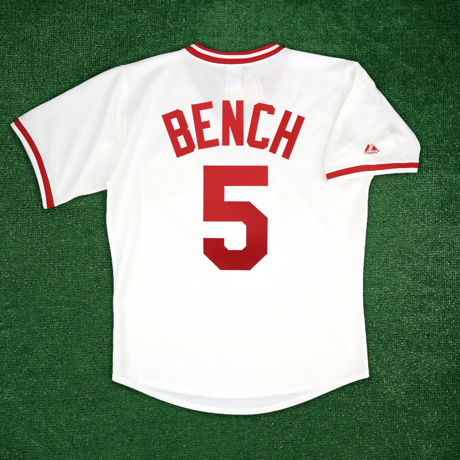 Johnny Bench 1975 Cincinnati Reds Men’s Home White Cooperstown Jersey