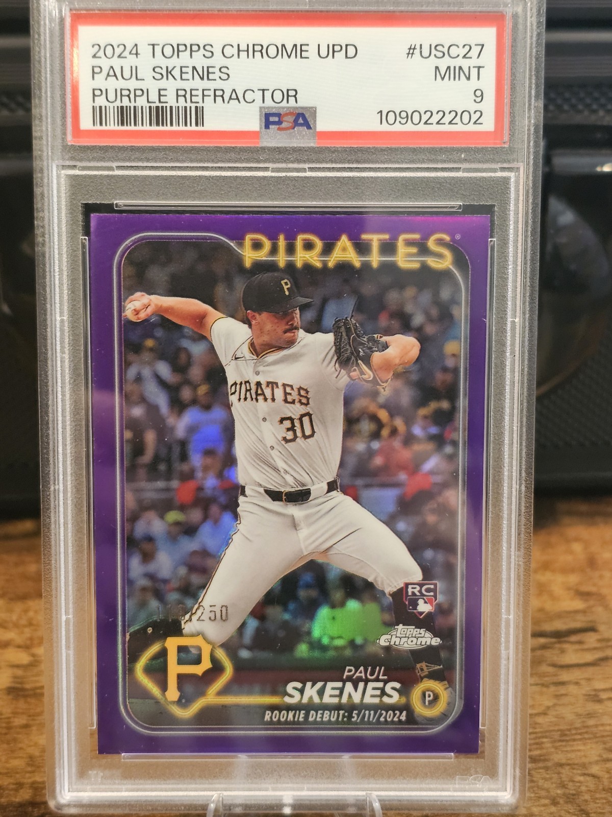 2024 Topps Chrome Update Rookie Debut Paul Skenes #USC27 Purple Refractor /250