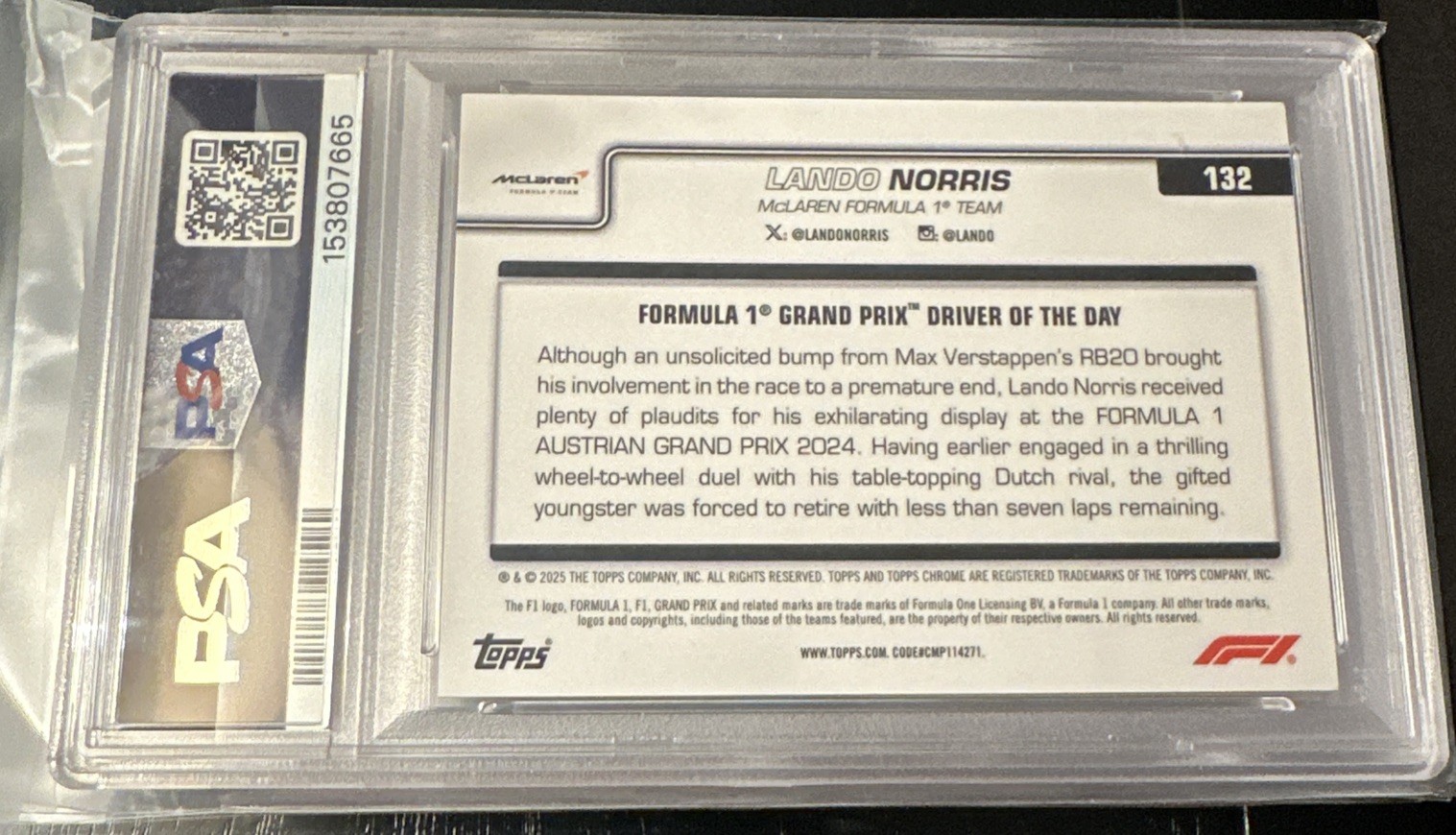 2025 Topps Chrome F1 Lando Norris Gold RayWave Refractor #/50 POP 1 None Higher