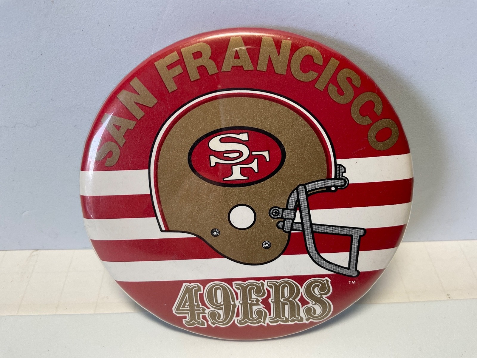 VTG LARGE Wincraft 3.5″ San Francisco 49ERS Pinback , made in USA Winona MN EC
