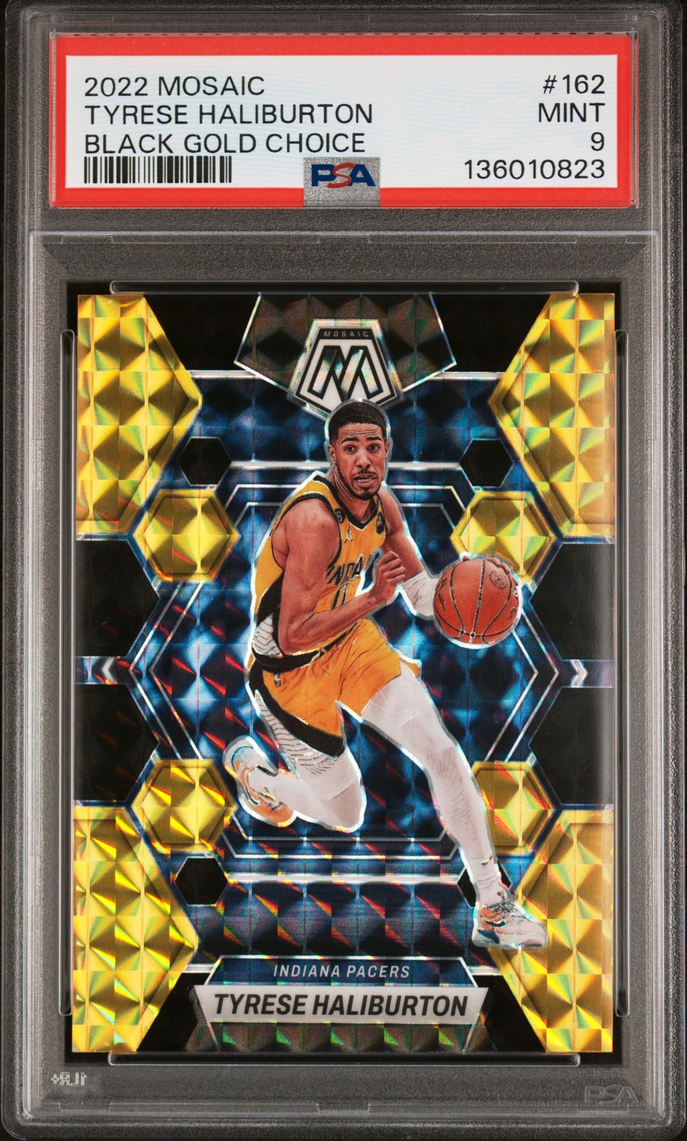 2022 PANINI MOSAIC BLACK GOLD CHOICE #162 TYRESE HALIBURTON 7/8 PSA 9