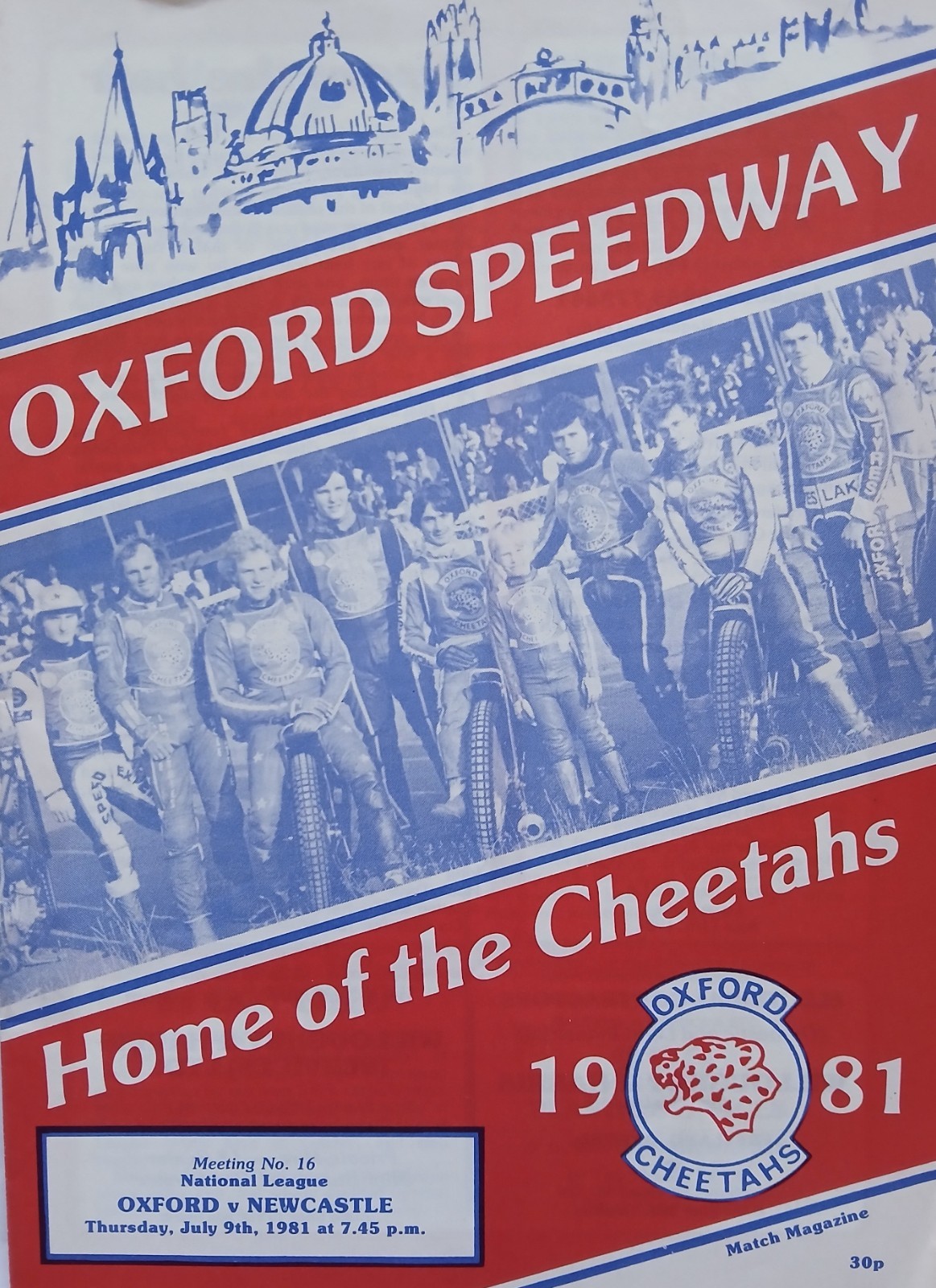 OXFORD v NEWCASTLE SPEEDWAY PROGRAMME 9/7/1981 (VERY GOOD CONDITION)