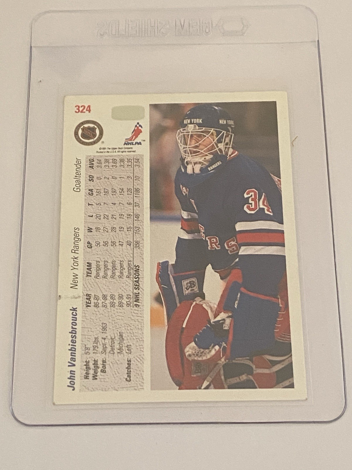 1991-92 Upper Deck John Vanbiesbrouck #324 Autographed