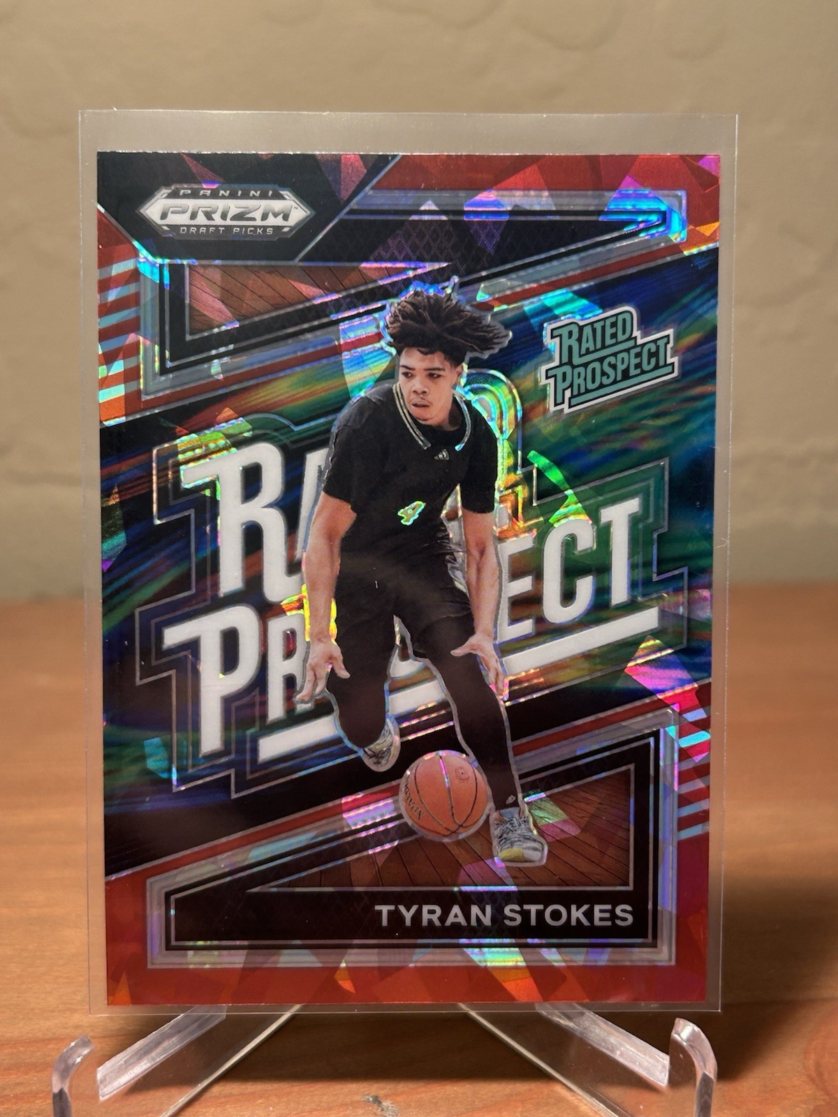 2024-25 Panini Prizm Draft Picks Rated Prospect Red Ice Prizm Tyran Stokes #8