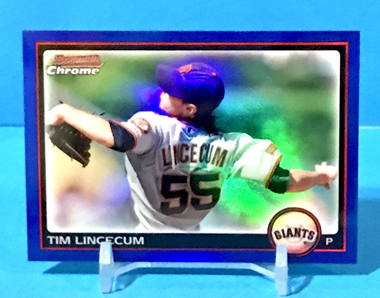 2010 Bowman Chrome #132 Tim Lincecum Blue Refractor 45/150 San Francisco Giants