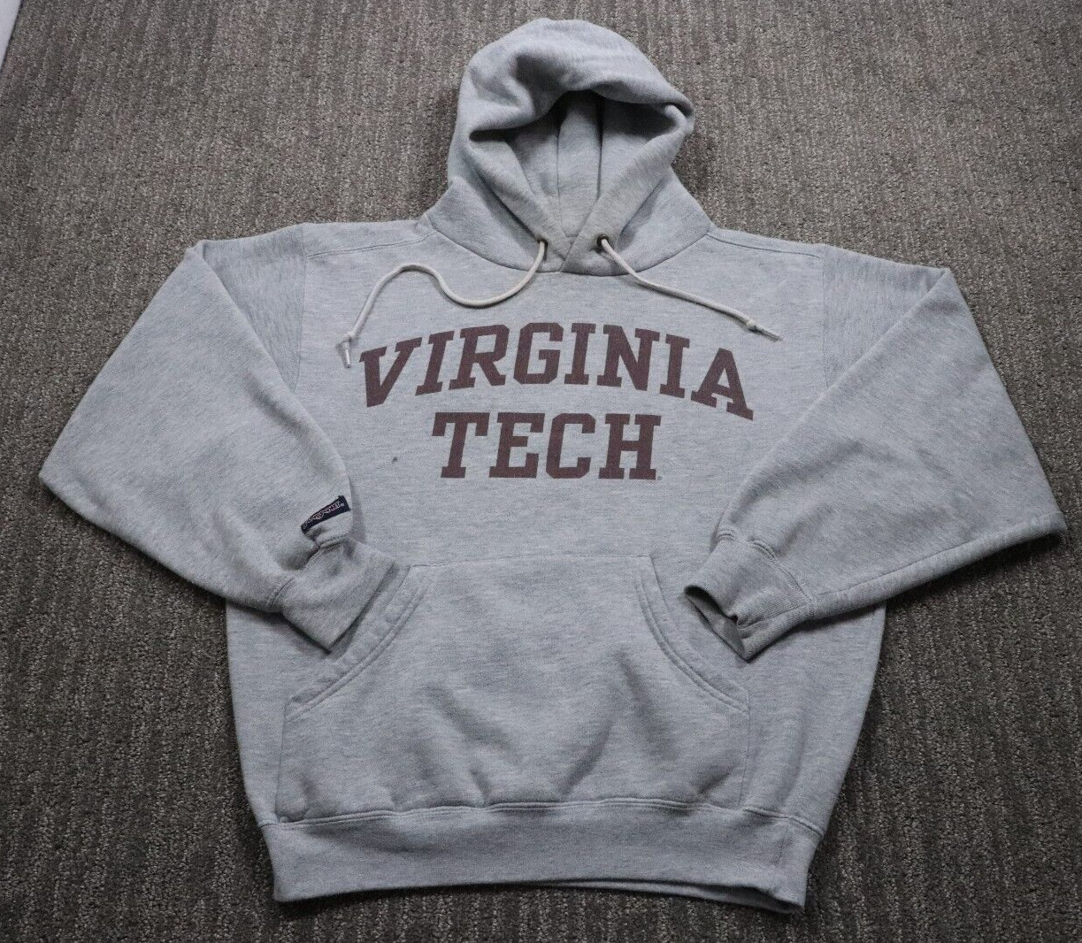 JanSport Virginia Tech Hoodie Adult Small Vintage 90s Gray Grunge Collage Skater