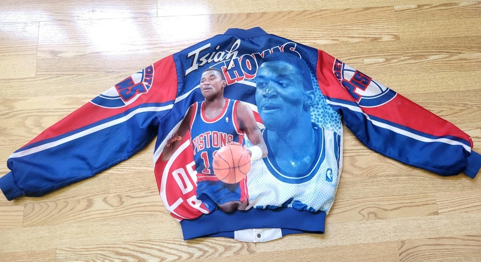 Vintage 90’s NBA Detroit Pistons ISIAH THOMAS Jacket Chalk Line Mens LARGE USA