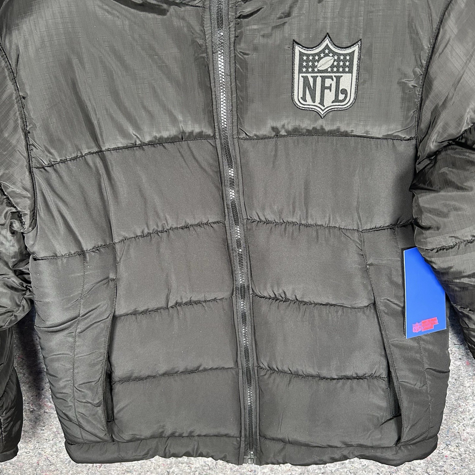 NFL Official Parka Puffer Jacket Hooded Winter Coat BLACK Mens Medium NWT