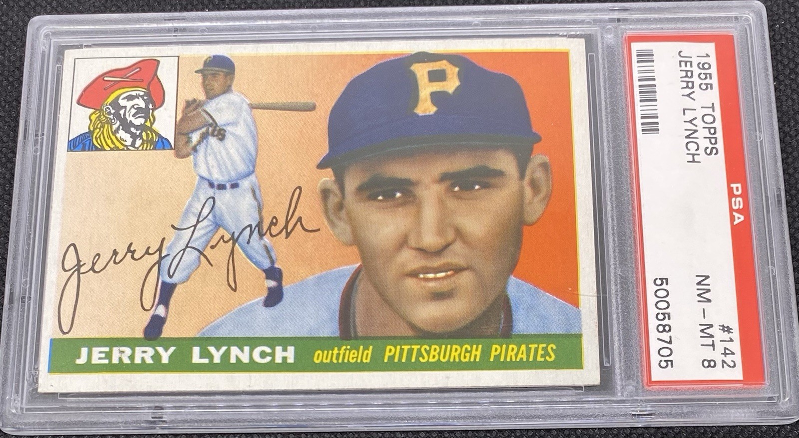 1955 Topps Baseball #142 Jerry Lynch Pittsburgh Pirates PSA 8 NM-MT