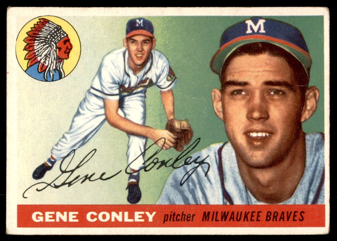 1955 Topps Gene Conley Milwaukee Braves #81 VG+ (Crease)