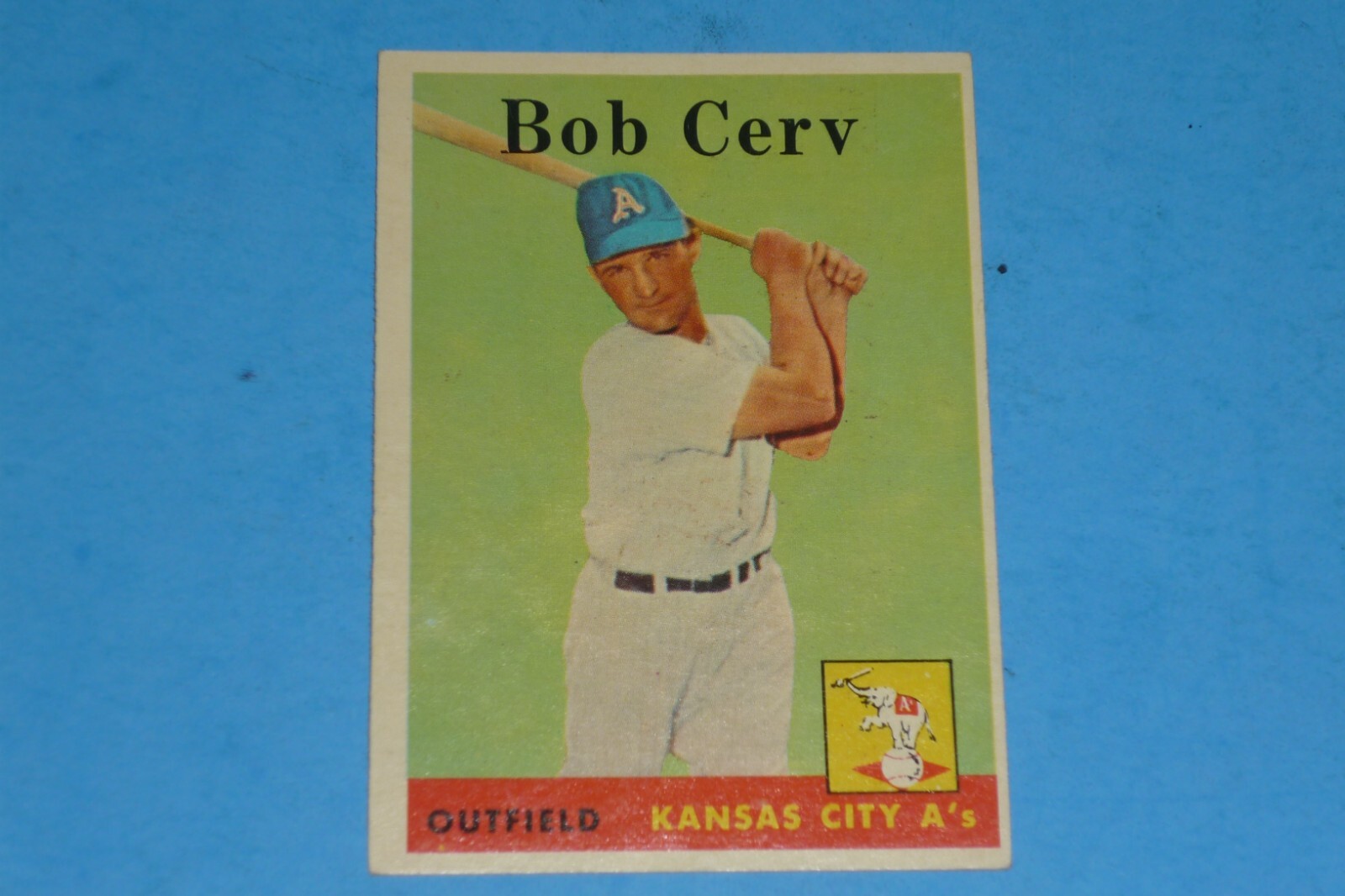 BOB CERV – KANSAS CITY ATHLETICS OUTFIELDER – 1958 TOPPS BASEBALL CARD #329