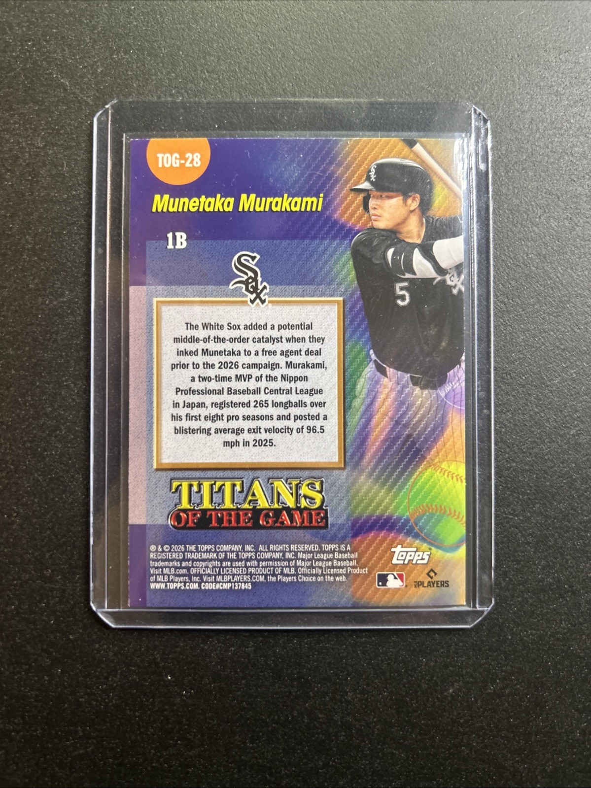 Munetaka Murakami RC Titans Of The Game #TOG-28 2026 Topps Series 2 White Sox