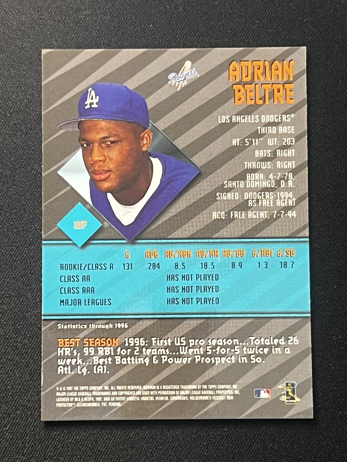 1997 Bowman’s Best #117 Adrian Beltre