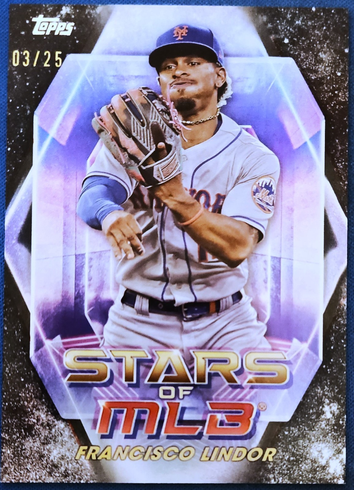 2023 Topps Stars of MLB #SMLB-28 Francisco Lindor Black Refractor 03/25