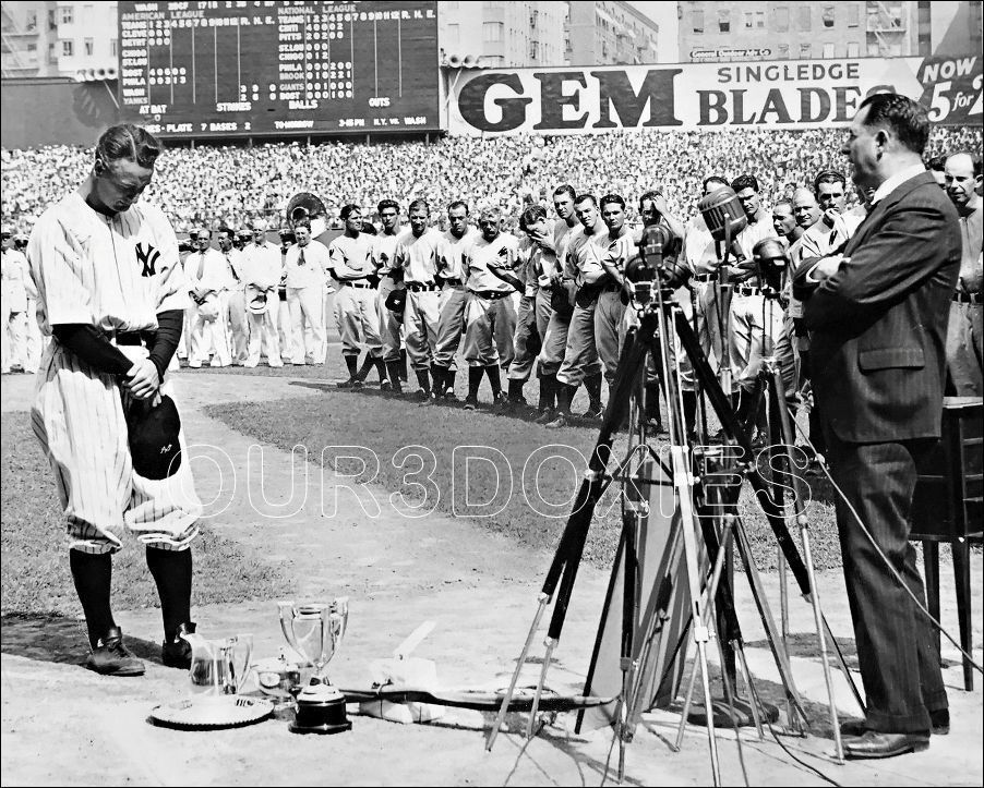 Lou Gehrig Day Photo 8X10 Yankees Luckiest Man Speech 1939
