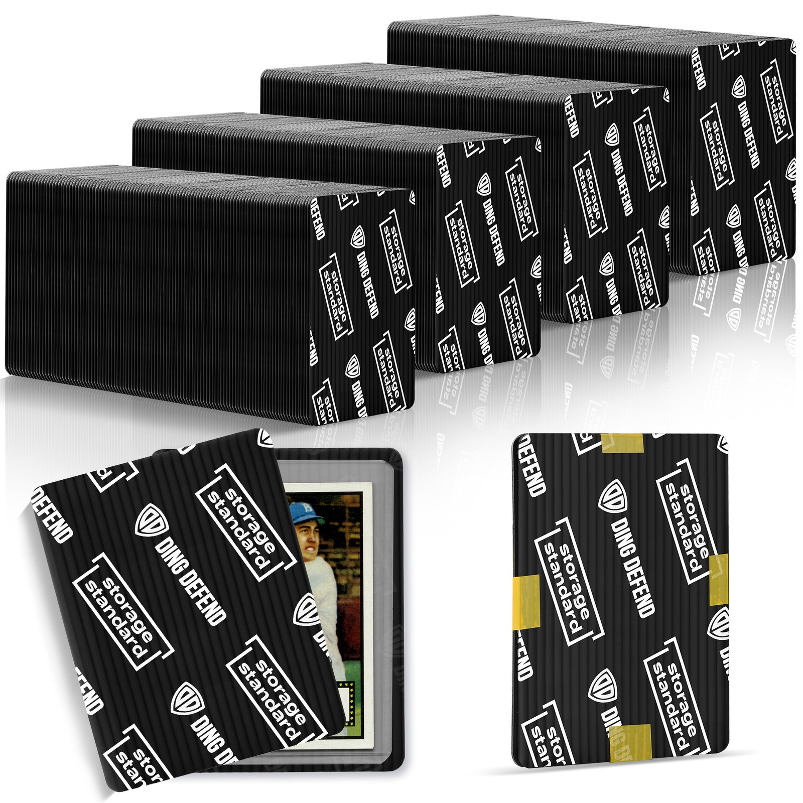 Ding Defend 510-Pack Trading Card Protector Shipping 3.5×4.5 Black Card Shipping
