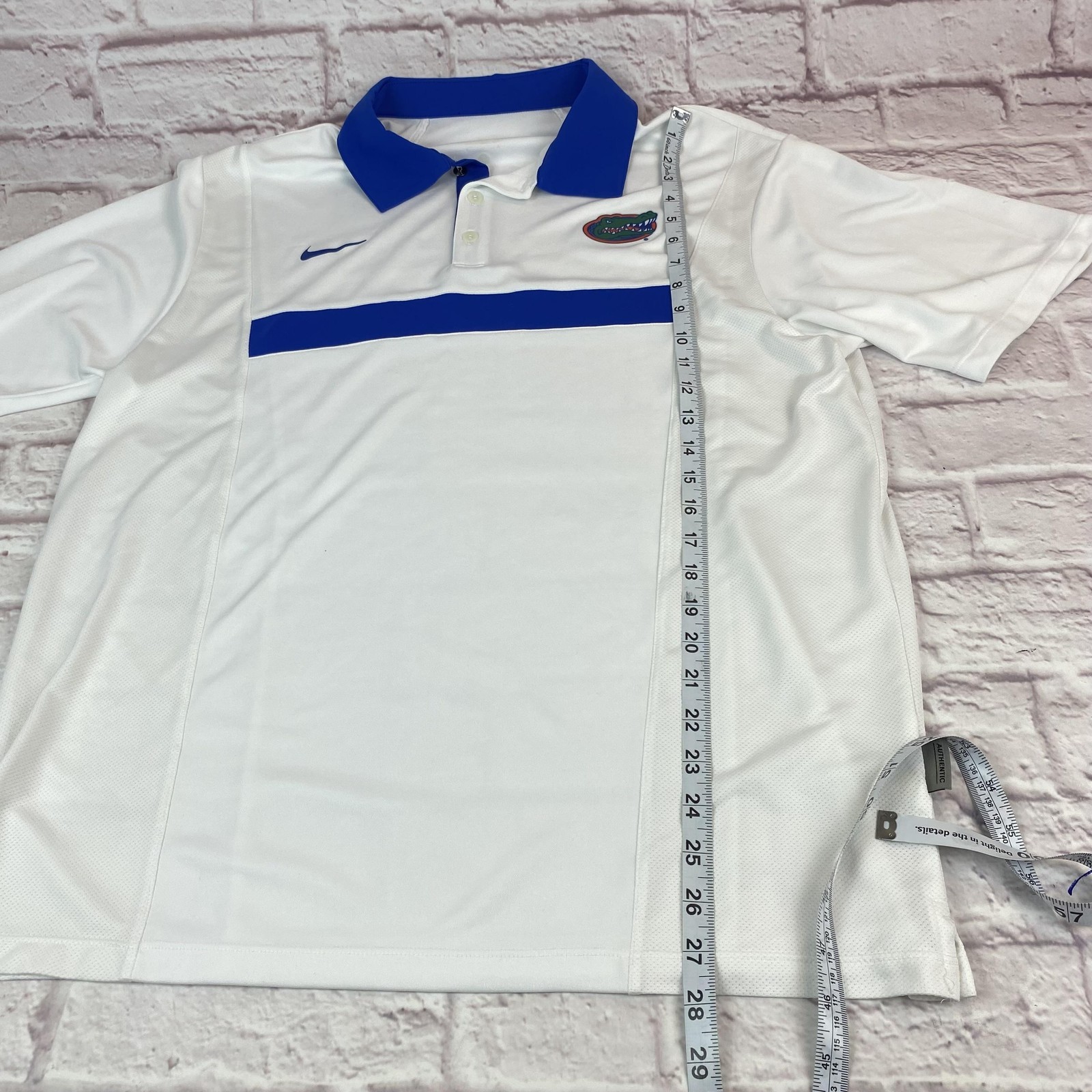 Florida Gators Shirt Mens Large White Blue NCAA Football Nike Dri-FIT Polo