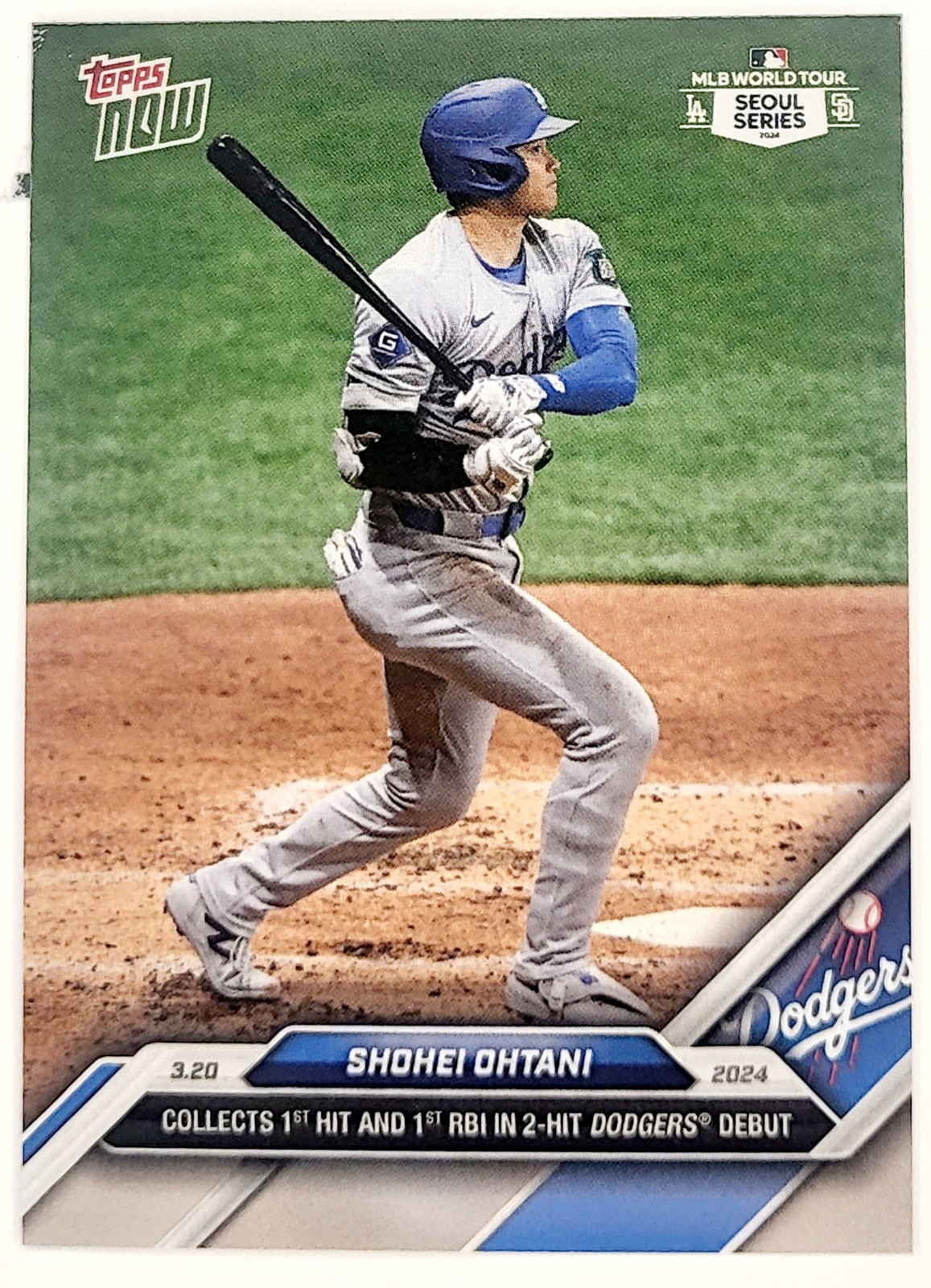 SHOHEI OHTANI 2024 Topps NOW 1st Hit Dodgers In Debut Seoul Series #1