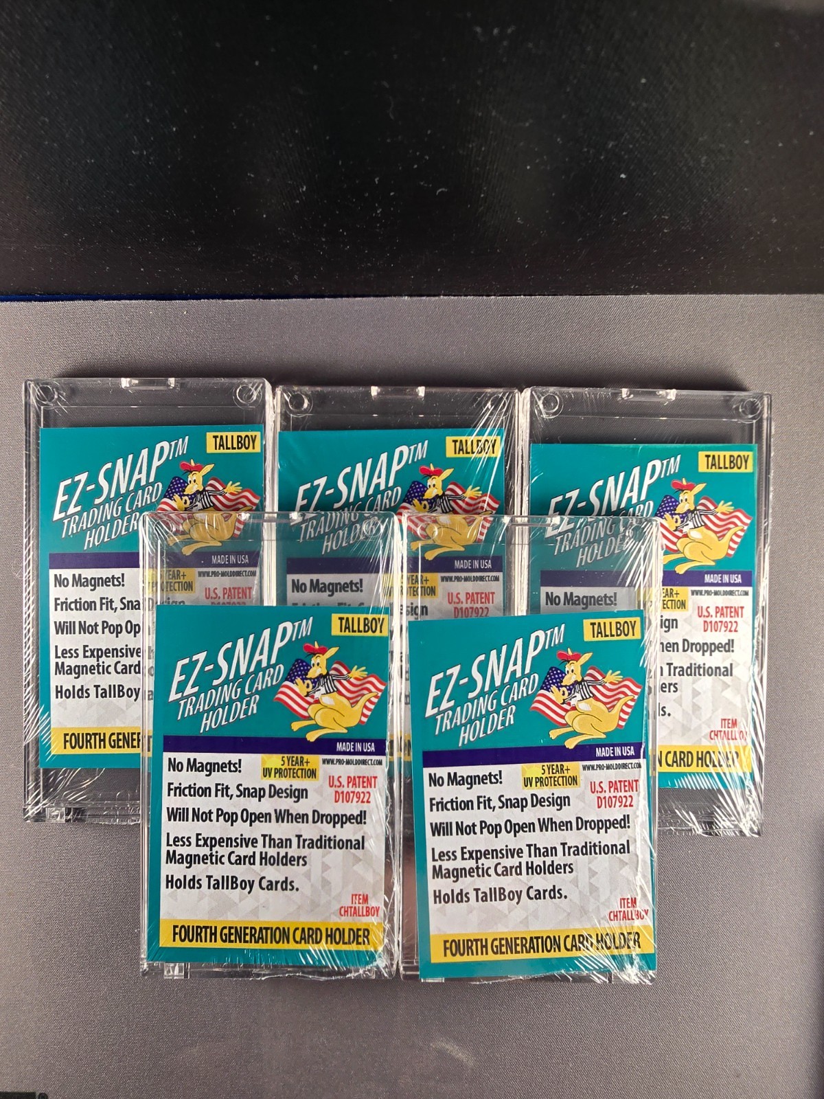 5x Pro-Mold TallBoy 4th Gen EZ-SNAP Trading Card Holders 5 year UV USA Tall Boy