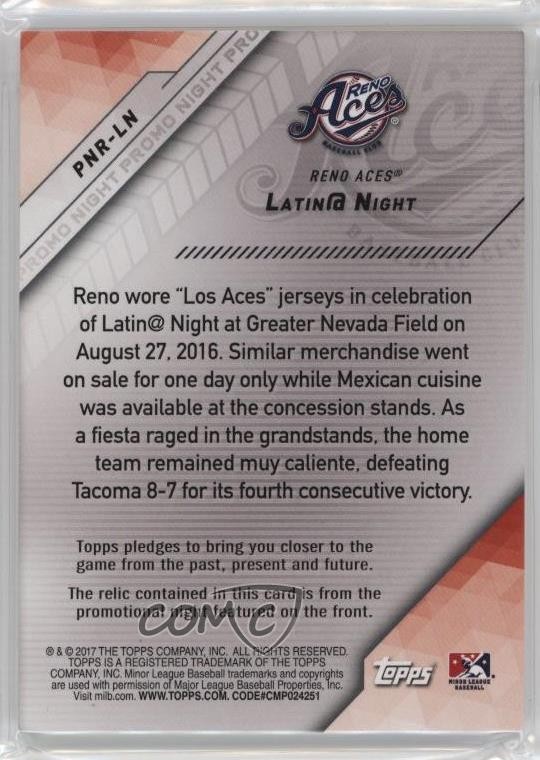 2017 Pro Debut Promo Night Uniforms Gold Relics /50 Reno Aces Team Latin@ 6h5