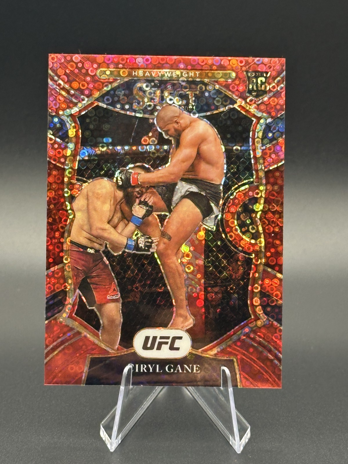 2021 Panini Select UFC – Ciryl Gane Rookie #98 Red Disco Prizm /199 (RC)