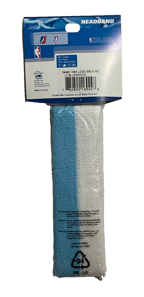 NBA Logo Terry Headband Light Blue White –Official Licensed Basketball Sweatband