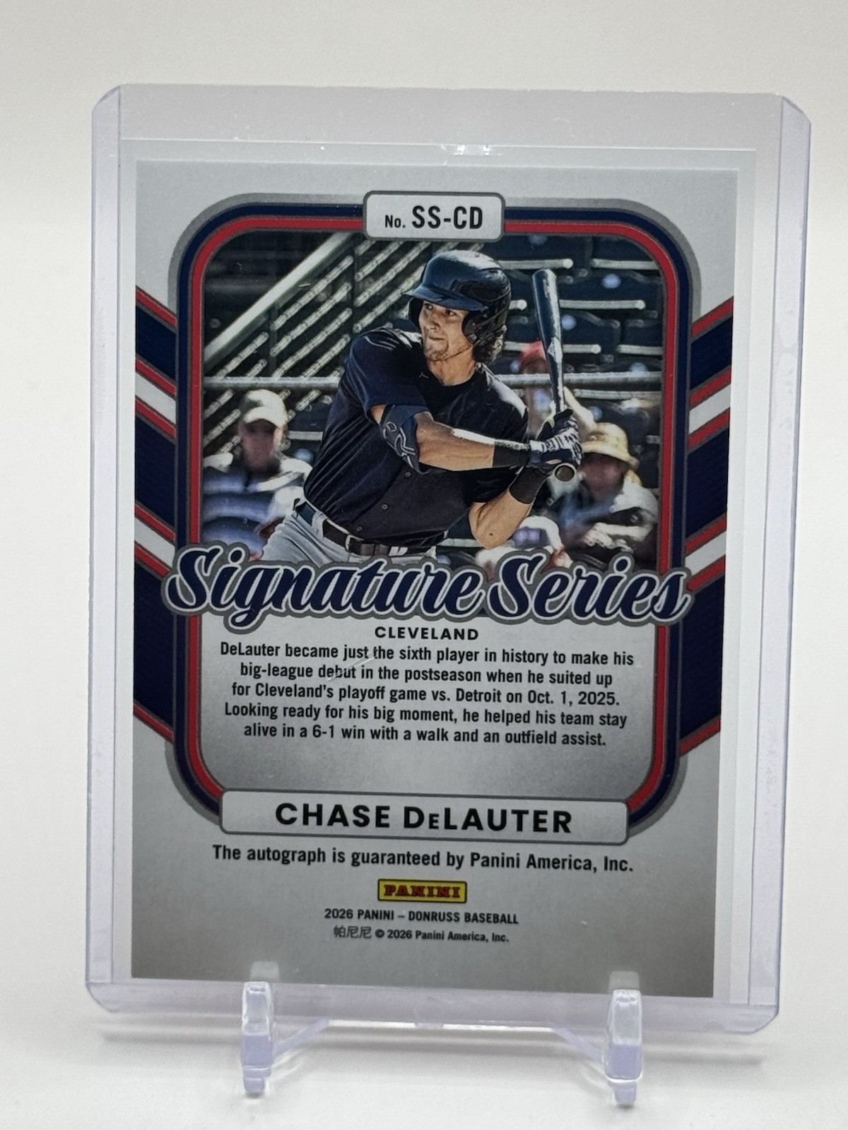 2026 Donruss Baseball Chase DeLauter Red Signature Rookie Auto /99 Guardians