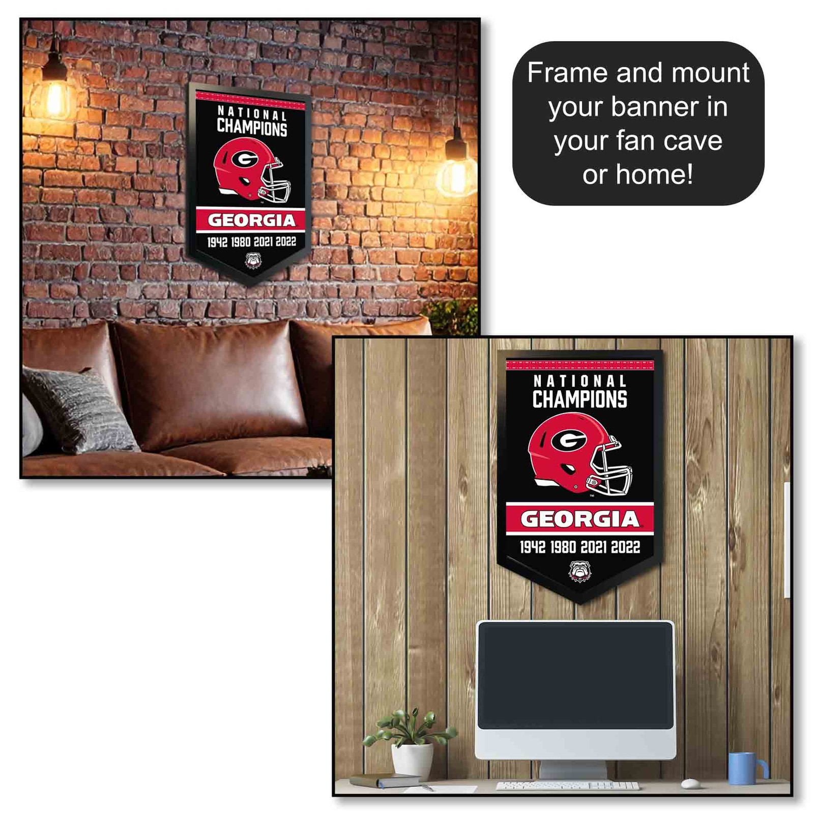 Georgia Bulldogs 4 Time Football National Champions Banner Flag