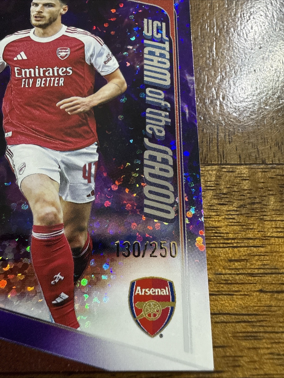 Topps Declan Rice Arsenal UEFA Champions League UCL Team Purple Sparkle /250