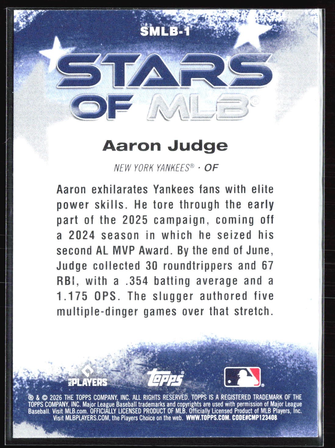 2026 Topps #SMLB-1 Aaron Judge Stars of MLB