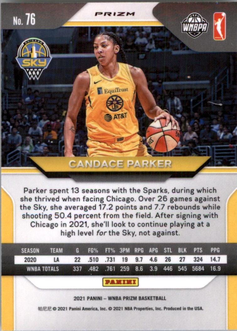 2021 Panini Prizm WNBA Prizms Hyper #76 Candace Parker – BSK