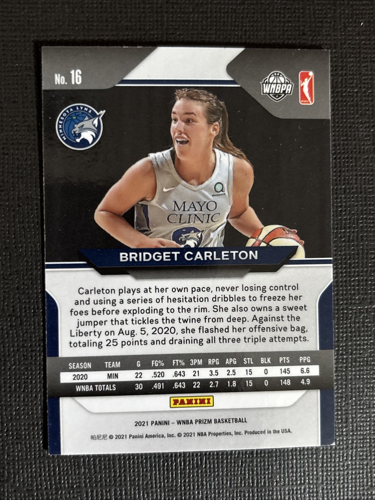 2021 Panini Prizm WNBA – Bridget Carleton #16 (RC)