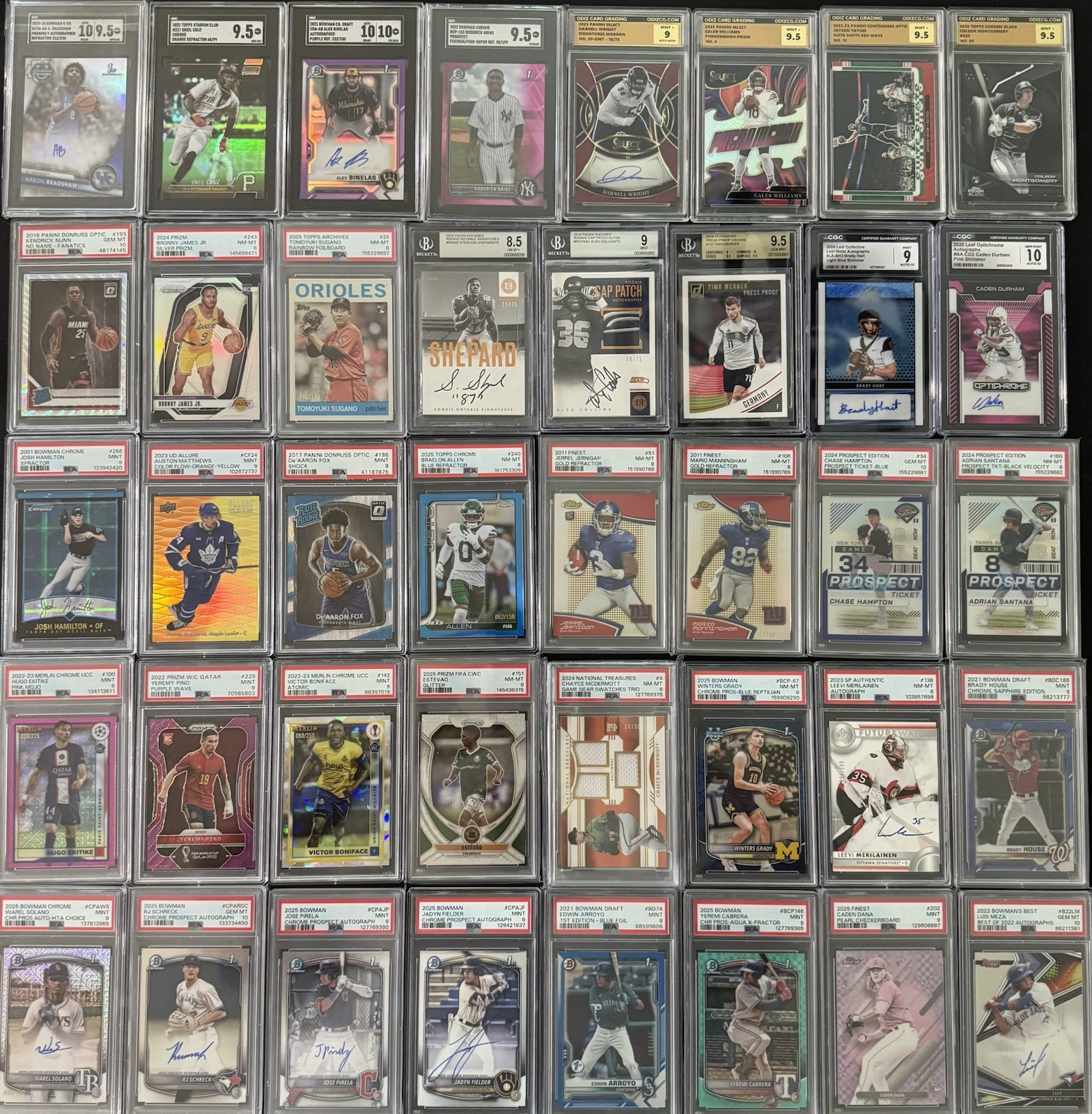 240 Card Multi-Sport Graded, Auto, Relic, #’d, Rookie & Or Parallel/Insert Lot
