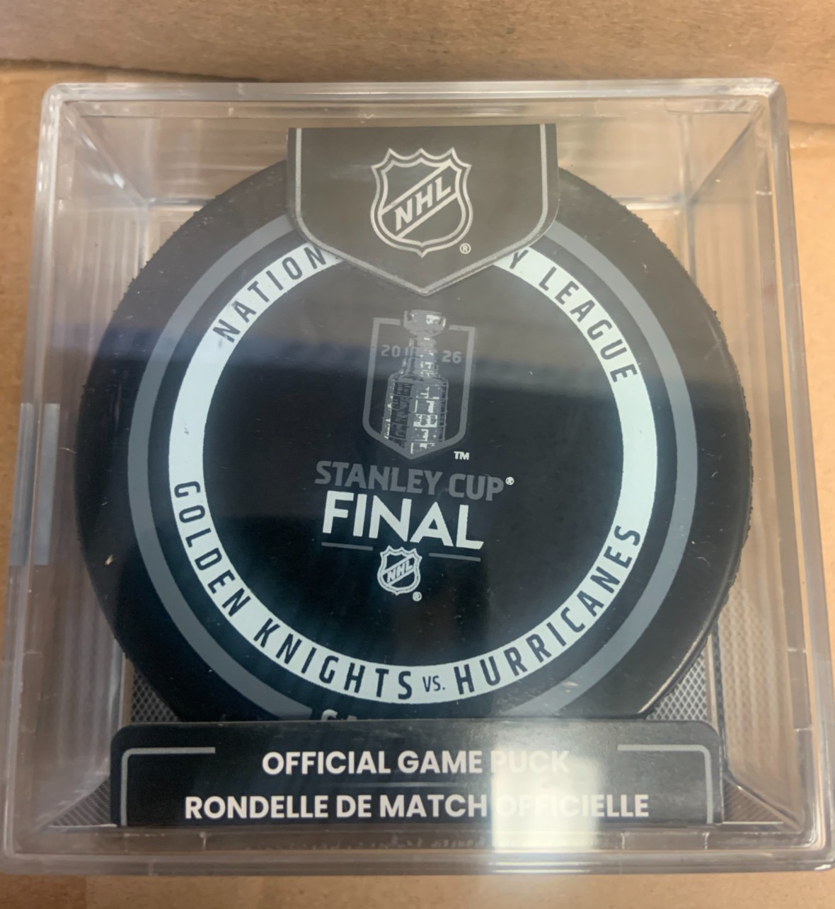 2026 NHL Stanley Cup Final Game Puck Vegas Golden Knights vs Carolina Hurricanes