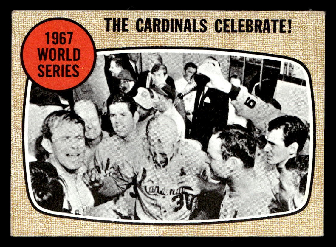 1968 Topps #158 1967 World Series – The Cardinals Celebrate!
