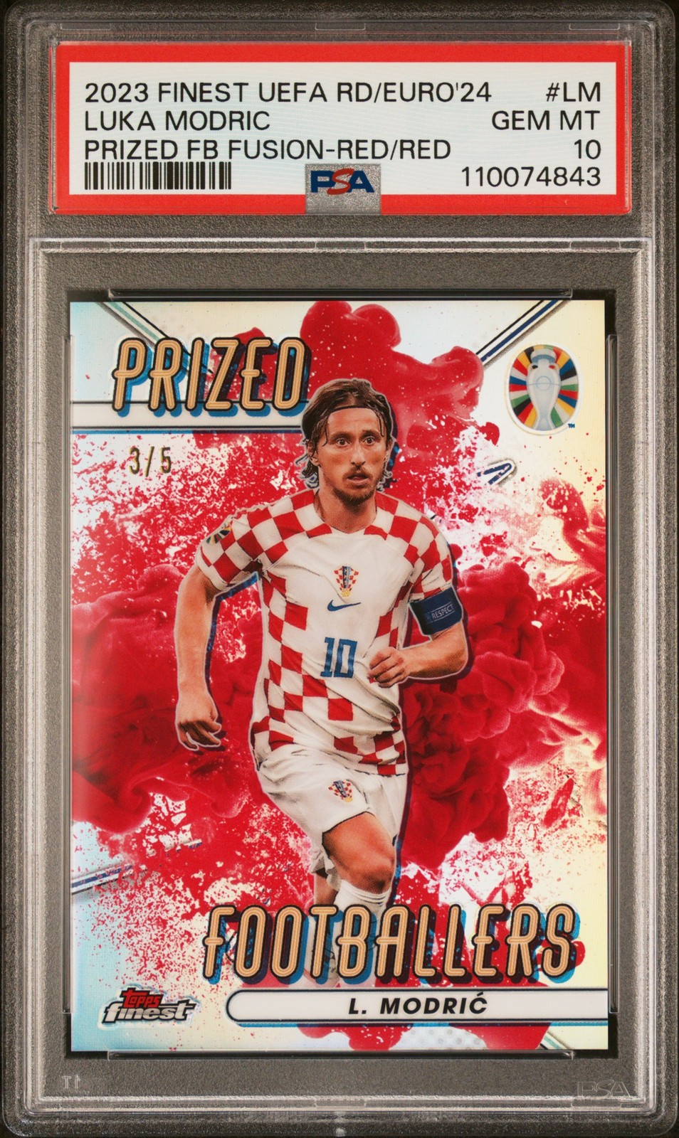 Luka Modric 2023 Topps Finest UEFA EURO Fusion Red/Red /5 #LM Croatia PSA 10