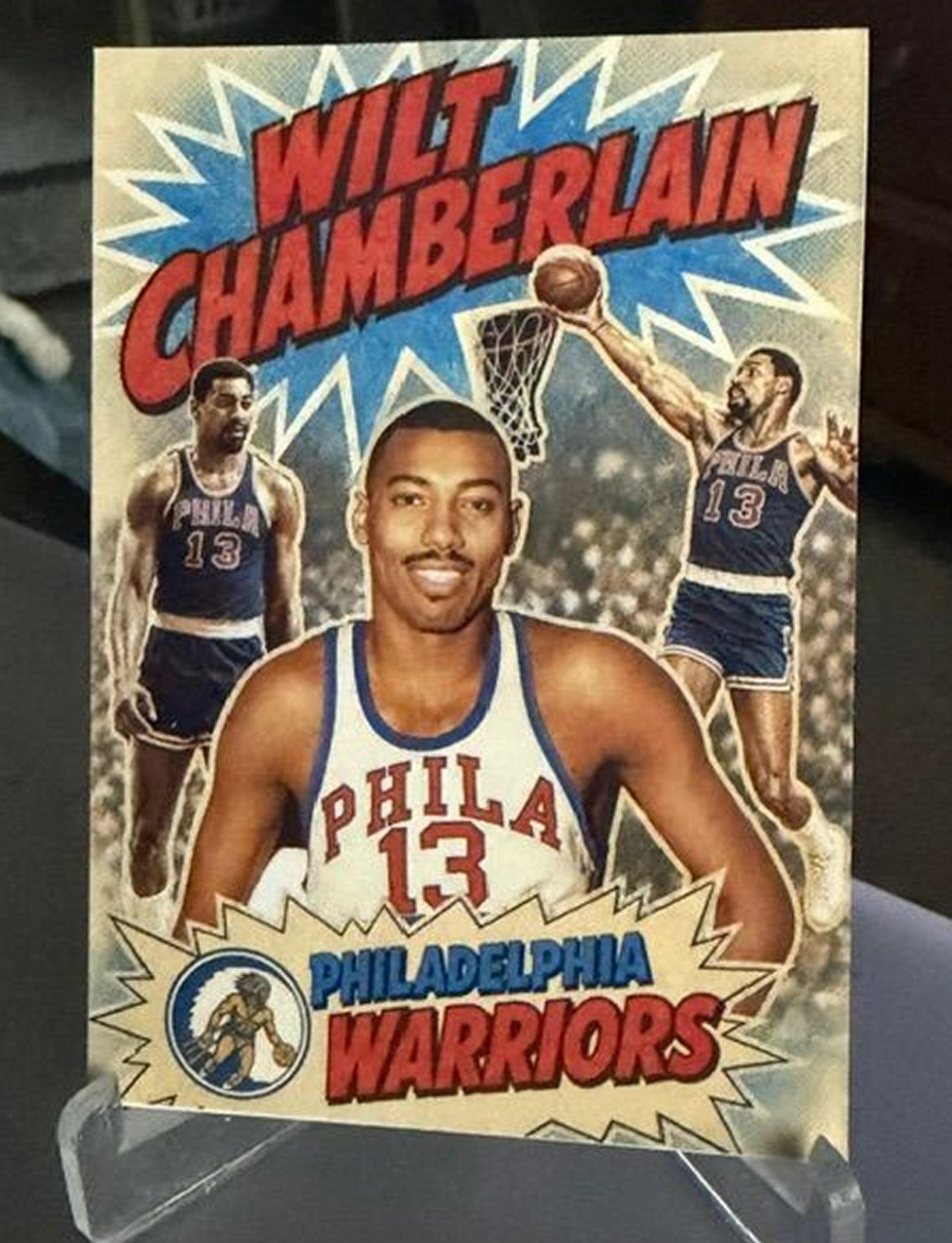 Wilt Chamberlain Warriors Custom Basketball Art Card